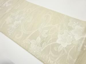 紗 地紙に桔梗・花菱・曲線模様織出し袋帯